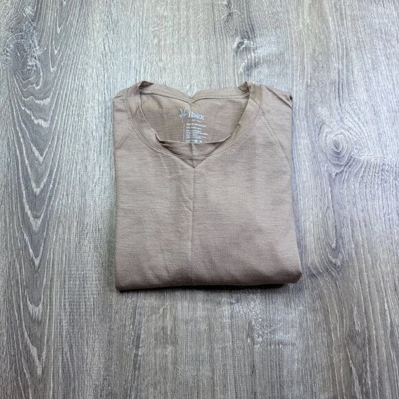 Ibex Mens Clay Beige Long Sleeve Merino Wool Classic Crew Neck T-Shirt Size XXL - Picture 1 of 10
